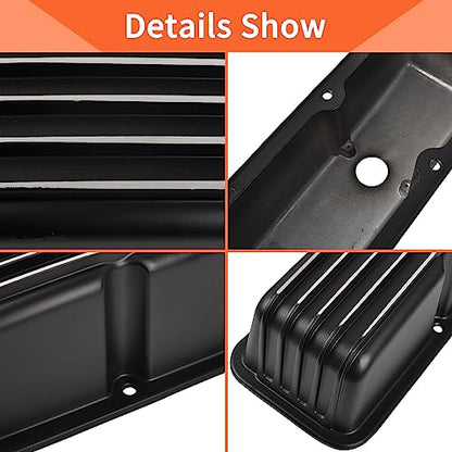 Aluminum Valve Covers Finned - color: Black, size: SBC 58-86
