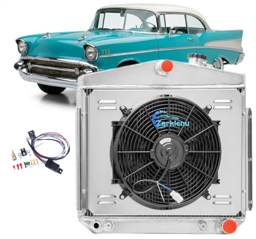4 Row Aluminum Radiator Shroud 14" Fan Relay Kit for 1955-1957 Chevy Bel-Air Nomad 4.3L 4.6L V8 High Performance Racing Spec 14" Fan Relay Kit TOC 1955 1956 1957