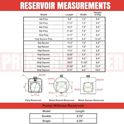 6 Quart Poly Hydraulic Replacement Reservoir – Poly Tank and Hydraulic Oil Tank for Power Units, Dump Trucks, Trailers, RVs and Boats
