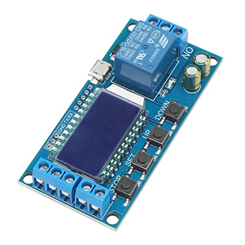 DROK Timer Relay - 5V/12V/24V Time Delay Relay Switch Delay-Off Cycle Timer 0.01s-9999mins with LCD Display Support Micro USB 5V Power Supply - color: Blue, size: 1pcs