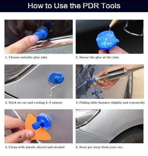 Small Dent Removal Kit, Small Hail Door Dding Dent Popper Kit for Car, Car Small Dent Suction Puller Include T Bar Dent Puller and 18 PCS Suction Cups, 100W Hot Glue Gun and 5 Glue Sticks - size: 25pcs