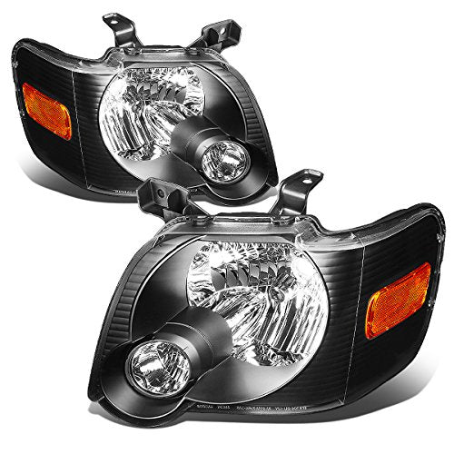 DNA MOTORING Black Amber Headlight Assembly, Driver and Passenger Side, Compatible with 06-10 Ford Explorer / 07-10 Explorer Sport Trac, HL-OH-FEXP06-BK-AM - color: Black amber
