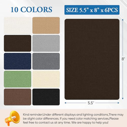 Canvas Patch 5.5 x 8 Inches 6Pcs Self-Adhesive Waterproof Canvas Patch Kit for Repairing Tents,Sofas,Boat Covers,Camping Chair,Awnings,Car Seats.(Dark Brown) - color: Dark Brown, size: 5.5"×8"
