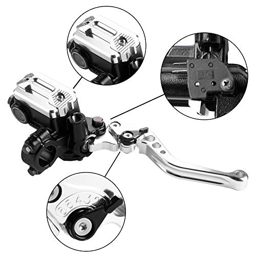 Universal Motorcycle 7/8" 22mm Handlebar Brake Master Cylinder Clutch Lever CNC Left & Right Set Compatible with Harley Honda Kawasaki Suzuki Yamaha（ Piston Diameter 12.7mm(Silver) - color: Silver