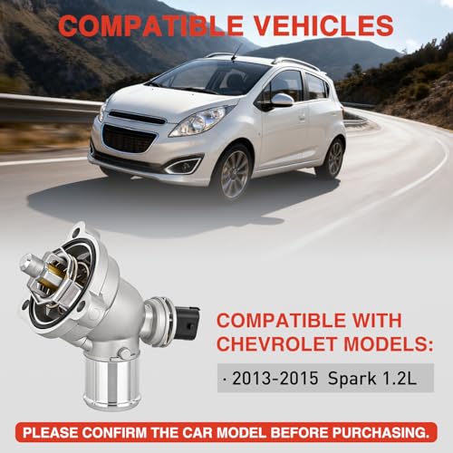 Nilight Aluminium Thermostat Housing Assembly Compatible with Chevrolet Chevy Spark 1.2L 2013 2014 2015 Engine Coolant Thermostat Housing for Car 96988257 25192923 902-753 131-189 9698-8257 2519-2923 - size: For Chevy Spark 1.2L 2013-2015