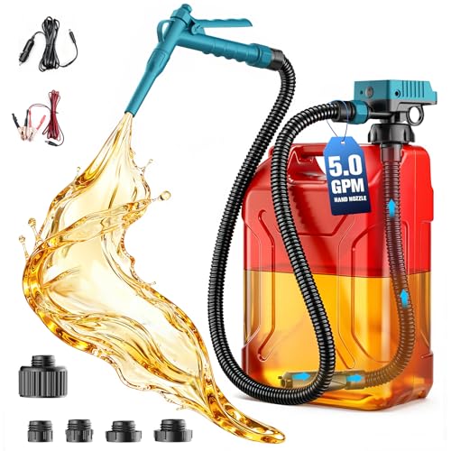 Ecarke 5 GPM Cordless Fuel Transfer Pump for Gasoline Diesel, Manual Control Portable Gas Can Pump, Compatible with Makita 18V Batteries, 51" Hose & 5 Adapters (Bare Tool) - color: Black & Blue