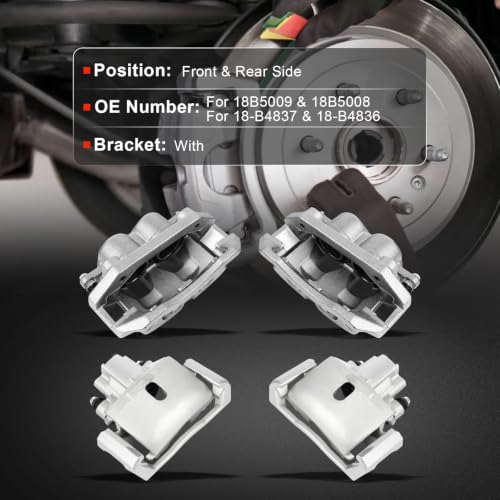 cciyu Front & Rear Brake Calipers W/Bracket 18B5009 18B5008 18B4837 18B4836 - size: Front & Rear[18B5009+18B5008+18-B4837+18-B4836]