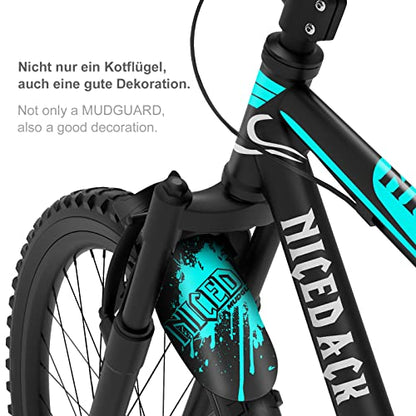 Mountain Bike Fenders, Fits 20-29 Inch MTB, 2-Piece Set - color: Cyan