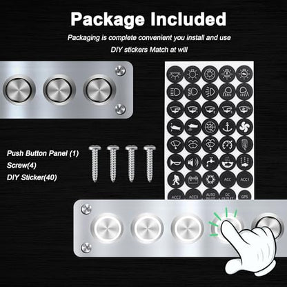 6 Gang Push Button Switch Panel Antioxidant Aluminum DC 12V Pre-Wired with LED Indicator Light IP65 Waterproof Panel for Marine Car RV Truck Yacht (White LED) - color: 6Gang White LED