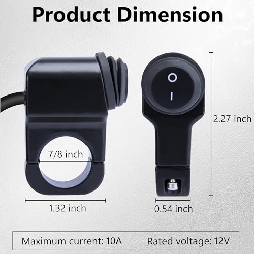 Motorcycle Handlebar Switch 12V, Waterproof Motorcycle Light Toggle Switch - color: 1 PC