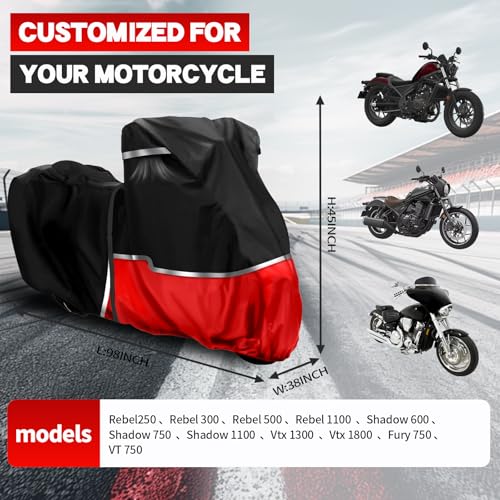 Motorcycle Cover Fits Honda Rebel 300 500 1100 Shadow 750 VTX 1300C - size: Honda Cruiser