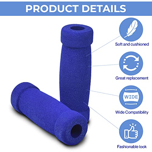 AlveyTech Handlebar Foam Grip Set - Replacement Hand Grips for Razor, Radio Flyer, Kids Kick Scooter, ATV, E-Bicycle, Electric Folding Scooters, Mountain Mini Bike Parts, fits Any 9/16" Bore Handle - color: Blue