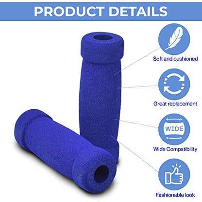 AlveyTech Handlebar Foam Grip Set - Replacement Hand Grips for Razor, Radio Flyer, Kids Kick Scooter, ATV, E-Bicycle, Electric Folding Scooters, Mountain Mini Bike Parts, fits Any 9/16" Bore Handle - color: Blue