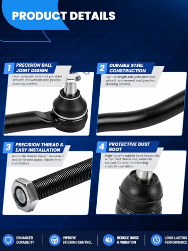 4Pcs Front Inner Outer Tie Rod End Kit Compatible With Infiniti QX60 2014-2015/2018-2020, QX60 2016-2017 3.5L, for Nissan Pathfinder 2013-2020, EV801209 ES801265 ES801266