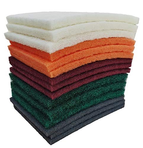 Tonmp 15 Pack 6 x 9 Inch Hand Pads Coarse Medium Fine Superfine 5 Different Specifications Assortment General Purpose Scouring Pad Ideal for Garden Tools and Grills,Automotive Body Tools