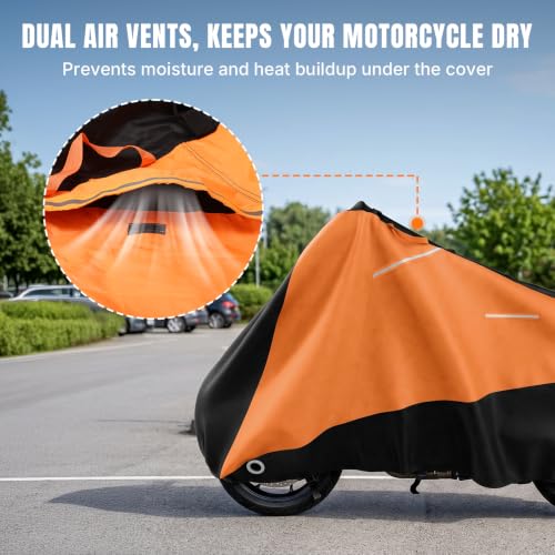 OUMURS Motorcycle Cover 104" 420D Oxford Fabric Motorcycle Cover Heavy Duty - size: 104"-3XL