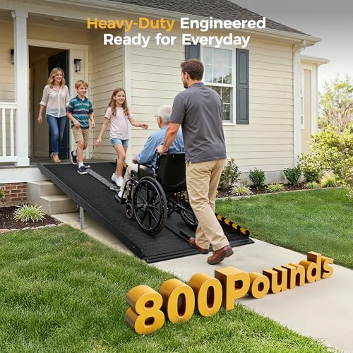 CAMMOO 6 FT Aluminum Wheelchair Ramp with 800 LBS Load Capacity, Portable Folding ramps for wheelchairs - size: 6 FT