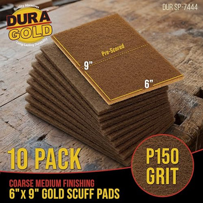 Dura-Gold 6" x 9" Gold Coarse Scuff Pads, Box of 10 - Scuffing, Scouring - color: Gold