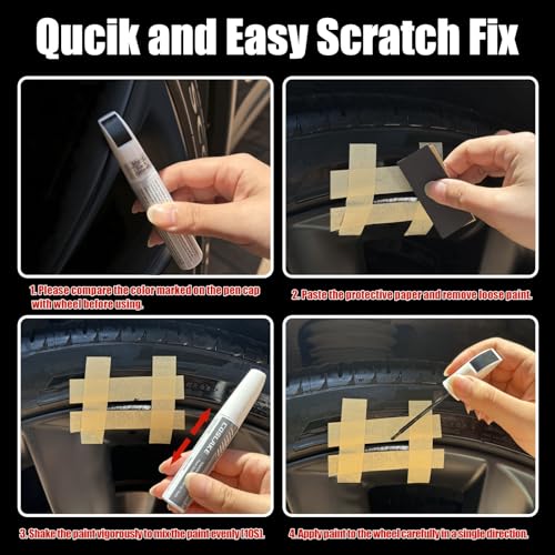 Rim Touch Up Paint(Gunpowder) for Tesla Model Y/3/S/X - color: Gunpowder(Fits for Model Y 19"/ Model Y 21"/ Model 3 20"/ Model S 21"/ Model X 20"/ Model X 22")
