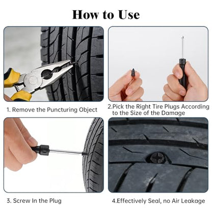 30 PCS Tire Repair Rubber Nail Kit, Vacuum Tire Repair Kits Spiral Rubber Nails, Self-Service Screw in Tire Repair Plugs for Car, Truck, Motorcycle, Tractor Tire Puncture Repair - size: 30PCS