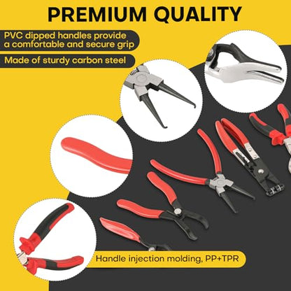 5PCS Fuel Line Pliers Set | Hose Clamp Tool, Heavy-Duty Hose Clamp Pliers Set with Filter Caliper for Automotive Line Repair
