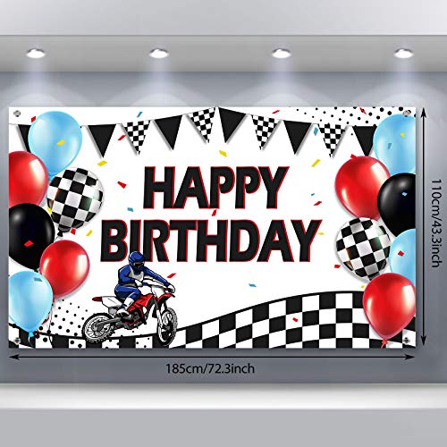 Sumind Dirt Bike Happy Birthday Banner Backdrop