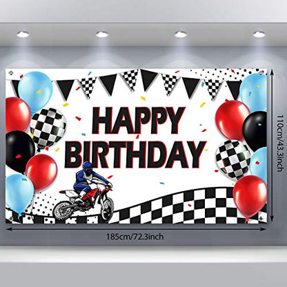 Sumind Dirt Bike Happy Birthday Banner Backdrop