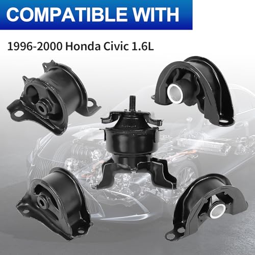 5PCS Engine Motor Mount Set Compatible with 1996-2000 Civic 1.6L - size: Civic 96-00 1.6L