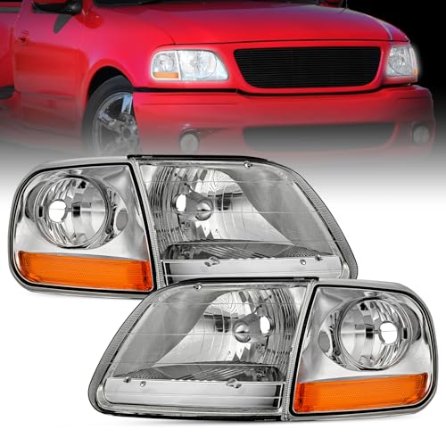 Nilight Headlight Assembly Compatible with Ford F-150 Expedition 1997-2003 - color: Chrome Housing + Amber Reflector, size: 1997-2003 F150