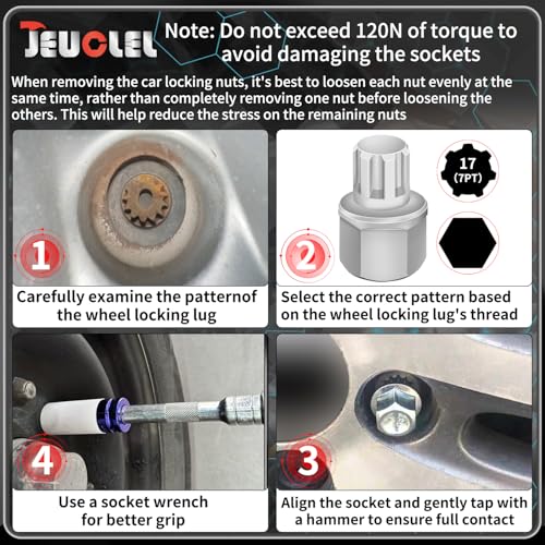 17/7PT Wheel Locking Nut Key for BMW, Anti-Theft Lug Nut Removal - size: 17/7Pt Key