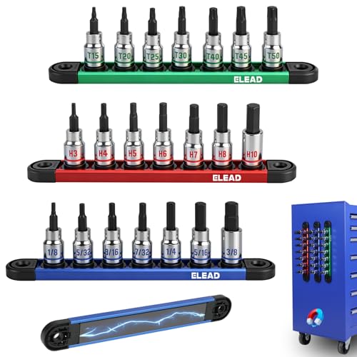 21-Piece Allen Bit Socket Set, 3/8" Drive Hex & Torx Socket Set with Magnetic Sockets Organizer Rail, S2 Steel Bit & Chrome Vanadium Steel Sockets for Professional Garages Workshop - color: 21-piece Colorful