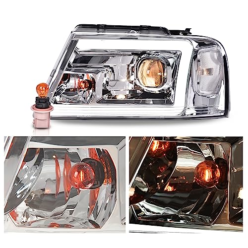 G-PLUS LED DRL Headlights Compatible with 2004-2008 Ford F150 - size: Fit Ford F150 2004-2008(Chrome)