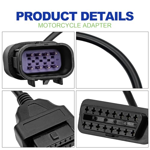 8-Pin to 16-Pin OBD2 Adapter for ATV & Motorcycle - OBD Diagnostic Converter Cable Compatible with Polaris RZR, Slingshot, Ranger, Sportsman, ACE, CAN Bus & ELM327 Scanners