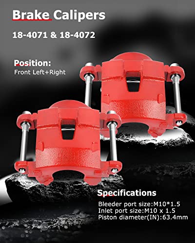 cciyu Front Left & Right Disc Brake Calipers w/o Bracket 18-4072 18-4071 - size: Front[18-4072+18-4071]