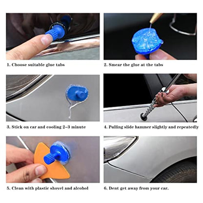 25PCS Paintless Dent Repair Puller Tools Kit with Dent Removal Slide Hammer for Auto Body Dents Hail Damage Removal - color: Repair Kit B
