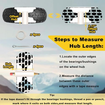 13 Inch Solid Rubber Tires, 4.00-6 Tire Flat Free with 5/8" Bearings, 2.17" Offset Hub for for GOR Garden Carts, Garden Wagon Carts, Trolleys, Hand Trucks and Utility Cart(2 Pack) - size: 13 INCH - 2 PACK