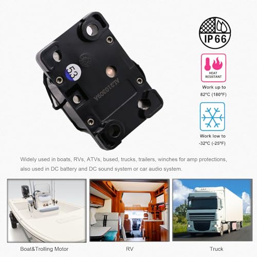 E6 10A Circuit Breaker w/Manual Reset Mid Range Mini Fuse DC 12-32V - color: Surface Mount, size: 10A