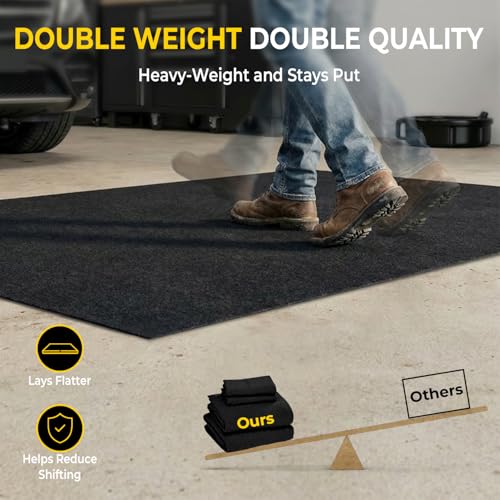 GOLENER Oil Spill Mat - 36”x60” Garage Floor Mat for Under Car, Absorbent Oil Mat, Rubber Floor Mats, Waterproof, Contain Liquid, Protect Garage Surface from Spills, Reusable, Washable, Durable, Black - size: 3' x 5' (Rectangular)
