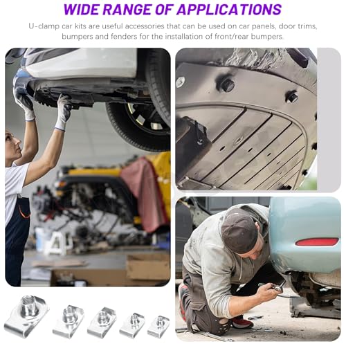 Swpeet 50Pcs 5Sizes 304 Stainless Steel Auto Car U-Clip Assortment Kit, U-Shaped Nut U Nut, Metal Trim Panel Spring Clip Fasteners for Dash Door Panel Interior Compatible with Most Auto - size: N7