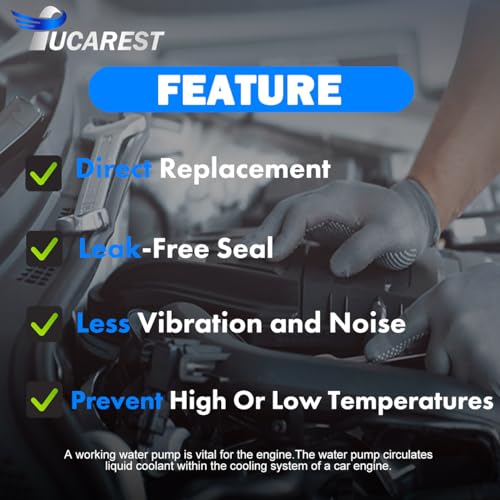 TUCAREST AW5103 Water Pump Kit w/Gasket (For 2.8L/3.0L/3.6L V6) Fit For Bu-ick Enclave Lacrosse/Ca-dillac CTS SRX STS XTS/Chevy Caprice Equinox Impala Malibu Traverse/G-MC Acadia Terrain/Sa-ab 9-3 - size: AW5103