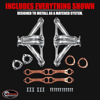 Ceramic Coated Block Hugger Headers for Small Block Chevy SBC 265 283 302 305 327 350 400 Gen 1 V8 Fits 1923–1959 Street Rods Tri-Five Chevys Early Trucks by Certified Automotive Experts - style: Ceramic Coated Block Hugger Headers