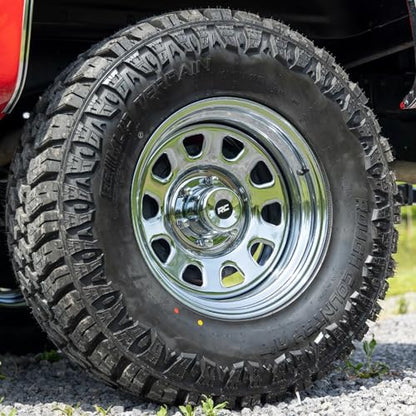 Rough Country 15x8 Polished Chrome Steel Wheel - 5x4.5, 19mm Offset, 3.30 Bore, Classic Off-Road Rim for Trucks, Jeeps & SUVs - size: 15x8 - 5x4.5, -19mm