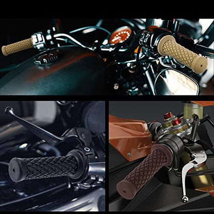 Universal Motorcycle Handles Grips - Non Slip Rubber Motorcycle Grips for Harley Honda Yamaha Suzuki Kawasaki Dirt Bike - color: Yellow