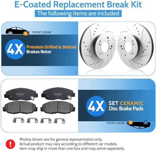 31464 31312 D905 D1650 Front Vented & Rear Solid Disc Brake Rotors Fit For Nissan Altima 2007-2013 - color: 31464R-31312R-D905-D1650
