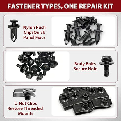 35PCS Universal Style Engine Under Cover Splash Shield Body Bolts Screws, Bumper Clips& Fender Liner Push Retainer Fastener Rivet Clips Compatible with Most Brand of Vehicles - style: Splash Shield Screws Universal Fit