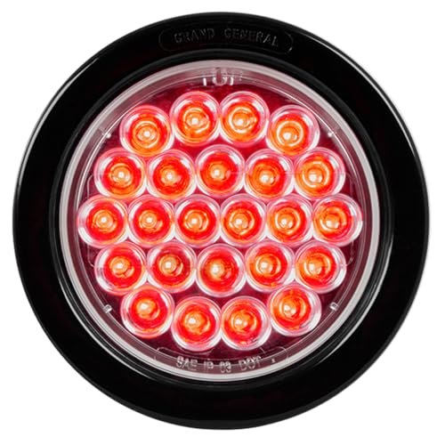 GG Grand General 78264 Red/Clear LED Light (4" Pearl Grommet and Pigtail, Lens) - color: Red/Clear, style: w/ Black Grommet