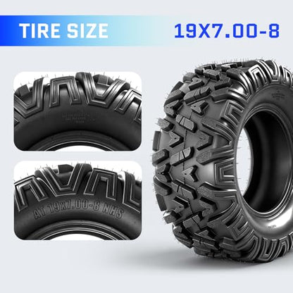 19x7-8 ATV Tires,4PR All-Terrain Tires,Tubeless,Pack of 2 - size: 19x7x8