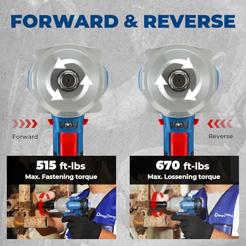 Dong Cheng 20V Brushless Impact Wrench, 670ft-lbs(910N.m) 1/2 Impact Gun - style: 2x4.0Ah Batteries