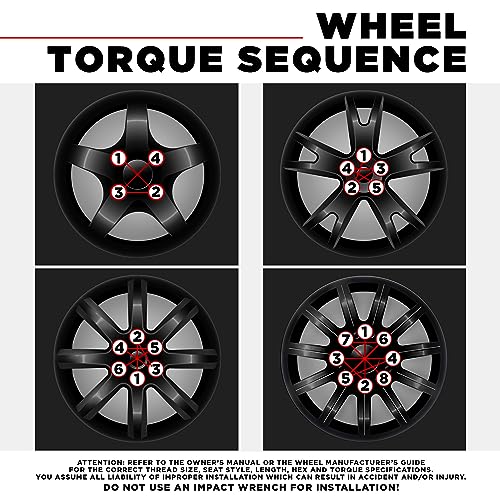White Knight 3804BK-20AM (Black Chrome) 1/2"-20 Spline Lug Nut with Key, 20 Pack (for AFTERMARKET Wheels with Smaller 0.80" Diameter Seating) - color: Black Chrome