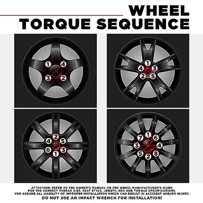 White Knight 3804BK-20AM (Black Chrome) 1/2"-20 Spline Lug Nut with Key, 20 Pack (for AFTERMARKET Wheels with Smaller 0.80" Diameter Seating) - color: Black Chrome
